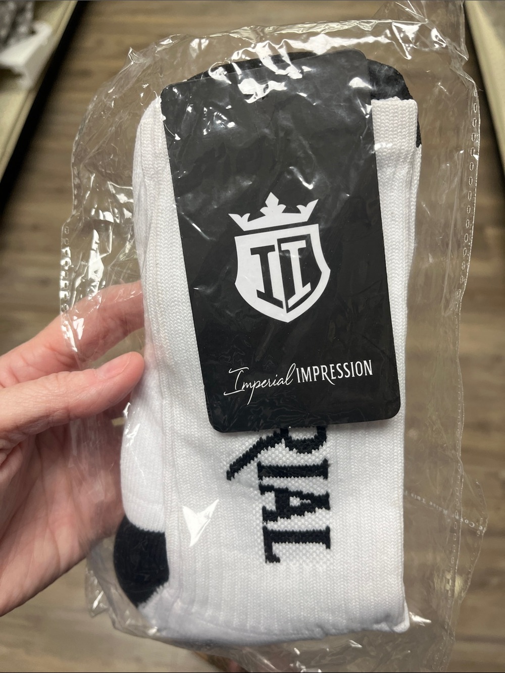 NWT Imperial Impression White Logo Crew Socks - Brand New